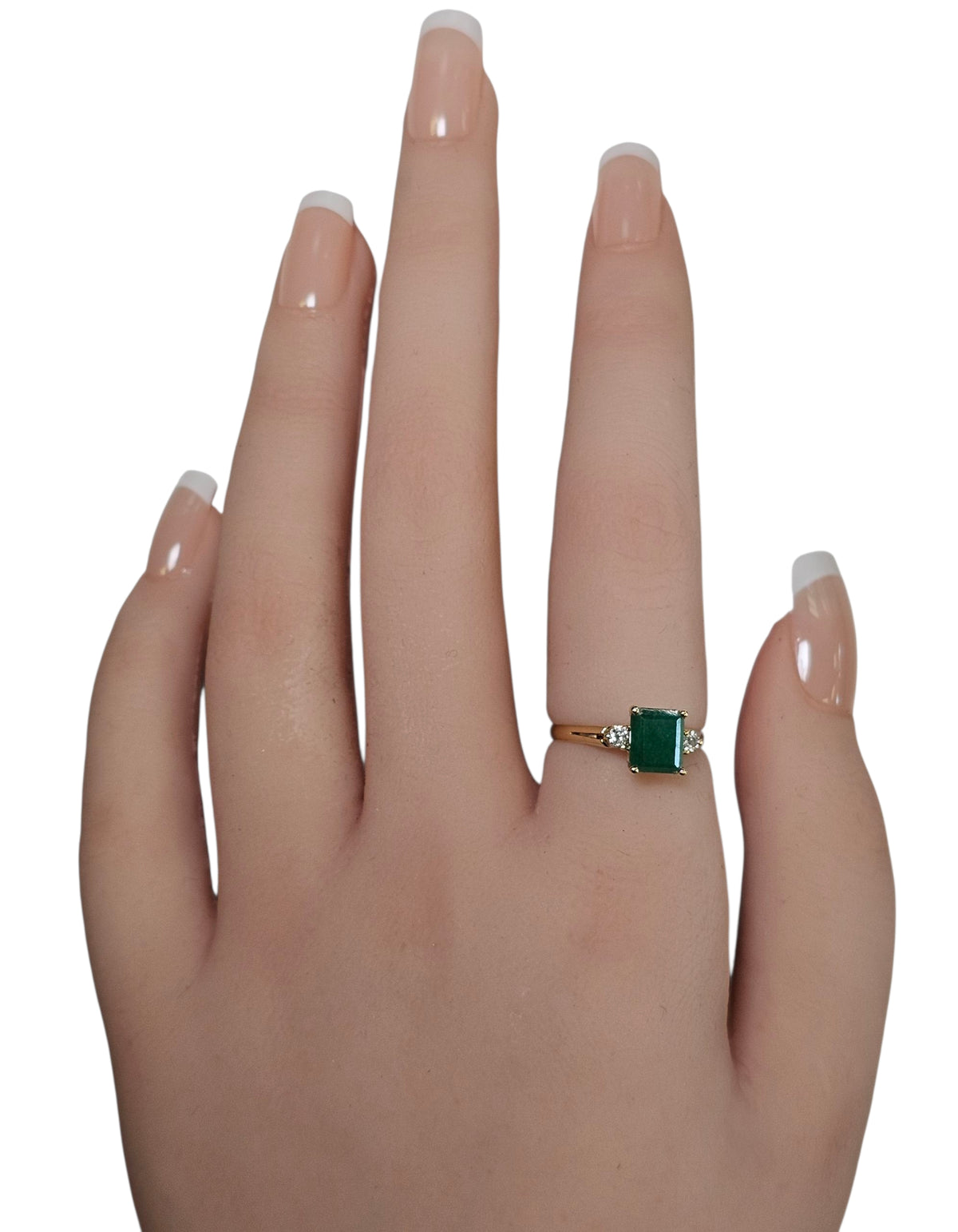 Diamond and Emerald Cut Ring in 14 karat Yellow Gold
