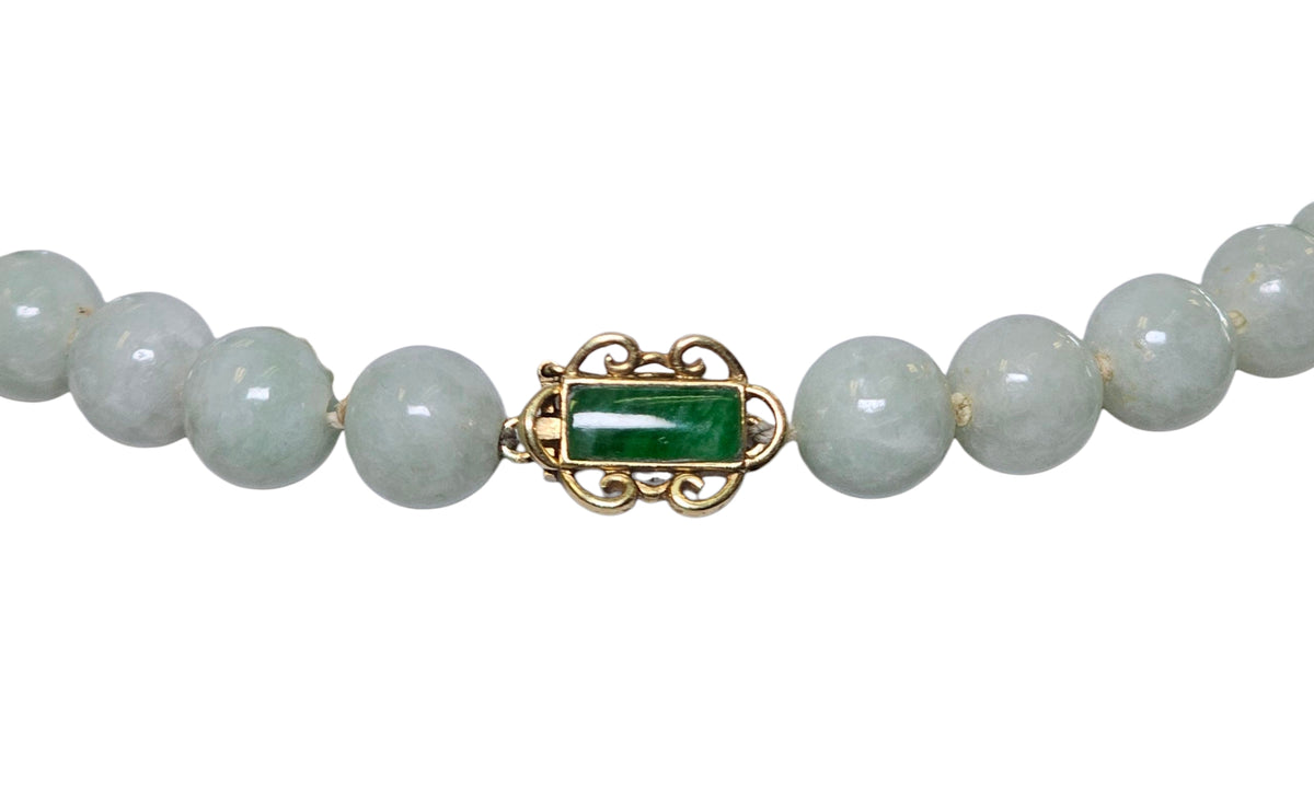 Green Jade Necklace in 14 Karat Gold