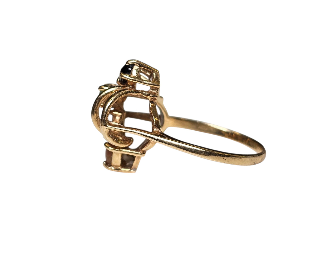 Multi Jade Stone Ring in 14 Karat Yellow Gold