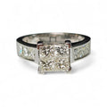Quadruple Princess Cut Diamond Ring in 14 Karat White Gold