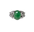 Diamond Jade Ring in 18 Karat White Gold
