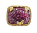 Coomi 20K Yellow Gold Floral Carved Ruby & Sliced Diamond Cocktail Ring