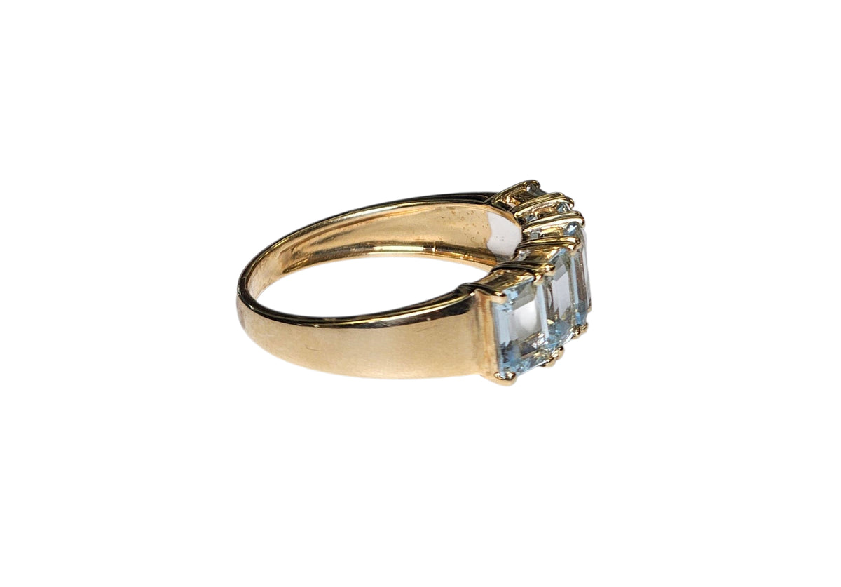Aquamarine Stones in 14 Karat Gold Ring