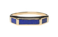 Inlay Blue Lapis Squared Thin Stackable ring Band made in 14-Karat Yellow Gold
