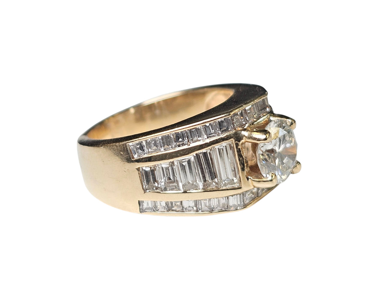 Baguette Channel Diamond Ring in 14 Karat Yellow Gold