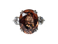Red Zircon Ring with Diamonds in 18 Karat White Gold