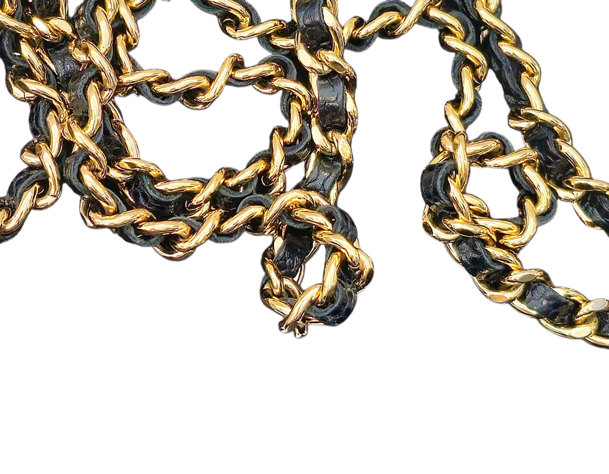 Chanel Black Caviar Quilted Wallet on Chain Handbag