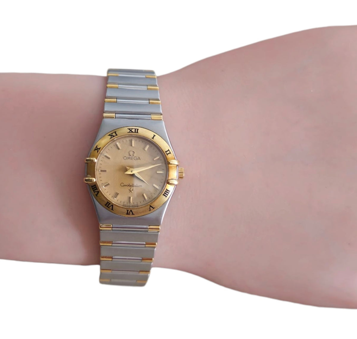Omega Constellation Half Bar Watch 18Kt Yellow Gold and Steel