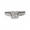 Princess Cut Cluster and Channel Set Diamond Engagement Ring made in 14-Karat White Gold
