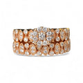 Cluster Diamond Milgrain ring and Diamond Milgrain Band Set made in 14-K R.G