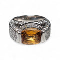 Citrine Diamond Ring in 18 Karat White Gold