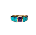 Amethyst Blue Opal Ring in 14 Karat Yellow Gold