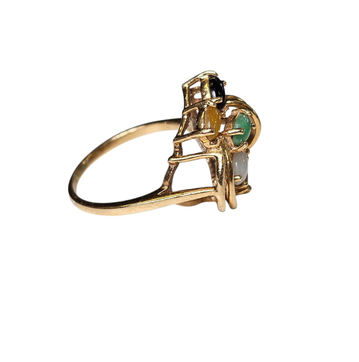 Multi Jade Stone Ring in 14 Karat Yellow Gold