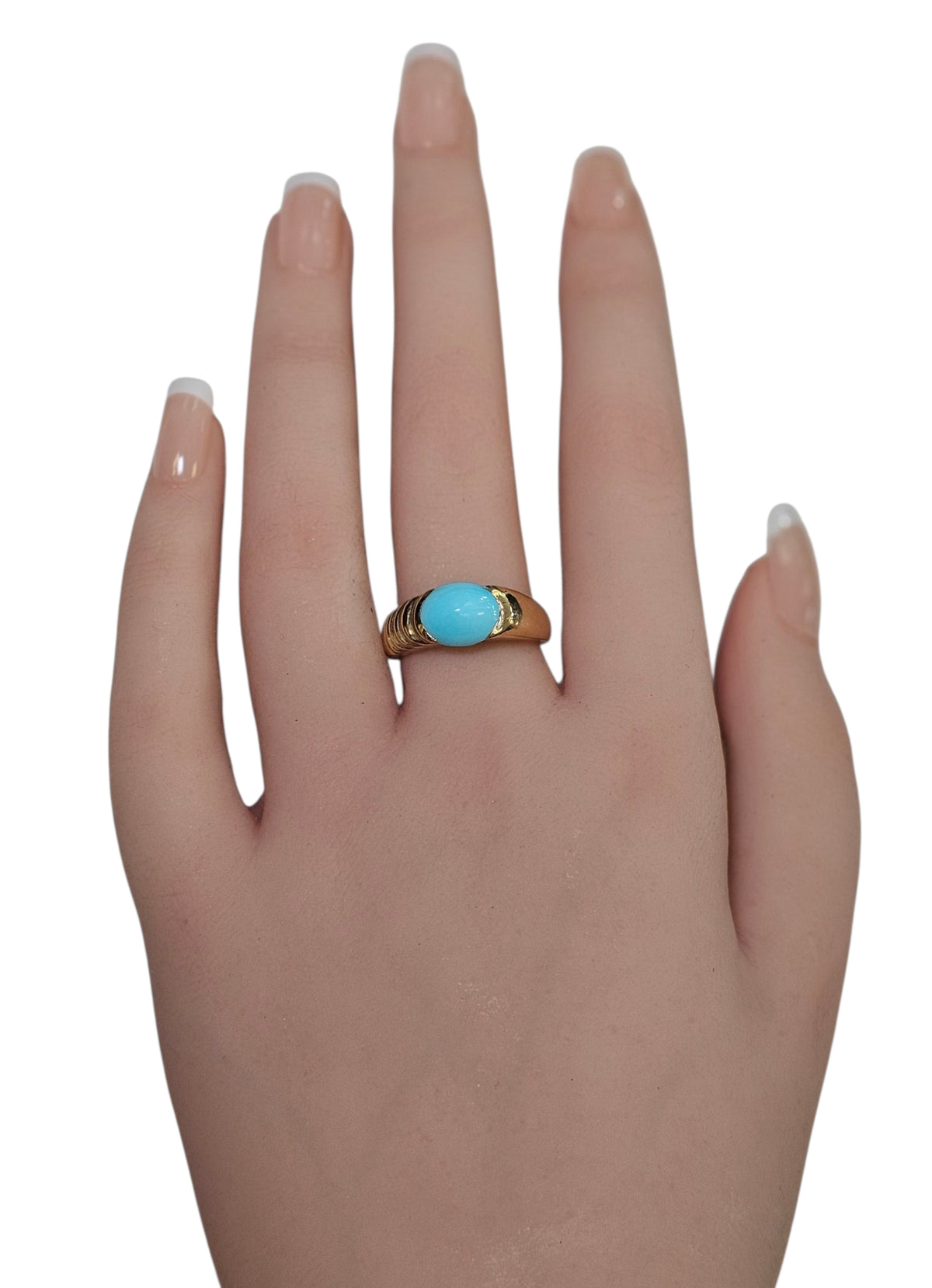Sleeping Beauty Persian Turquoise Ring in 14 Karat Yellow Gold
