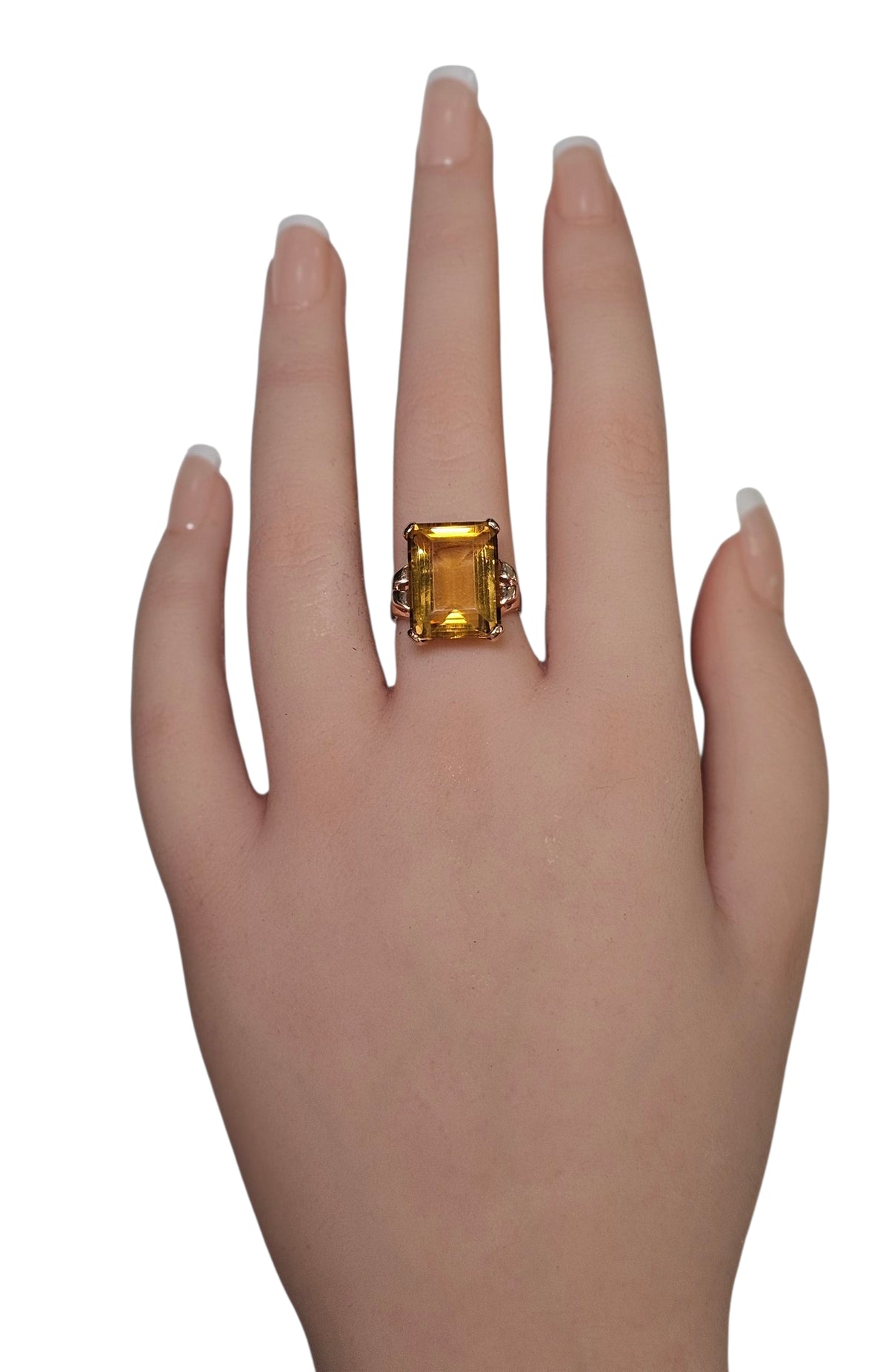 Radiant Citrine Ring in 14 Karat Rose Gold
