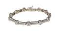 Alternating Bezel Set and Bar Style Diamond Bracelet made in 14-Karat White Gold w/ safety latch