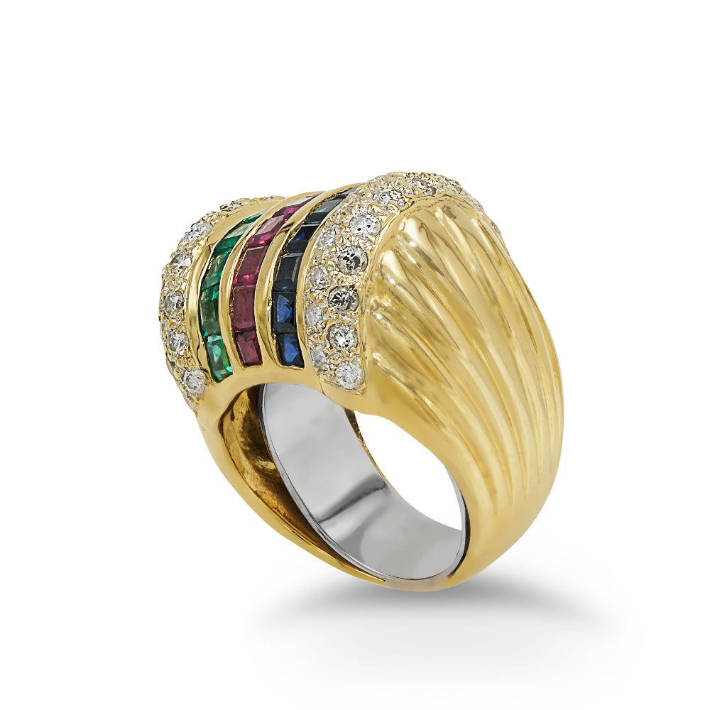 Multicolor Diamond Stripe Ring