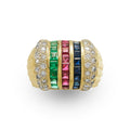 Multicolor Diamond Stripe Ring in 18 Karat Yellow Gold