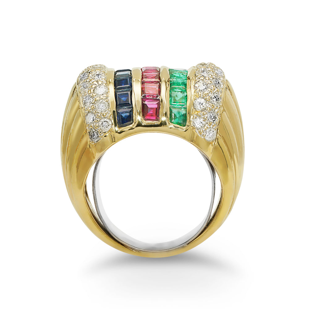 Multicolor Diamond Stripe Ring