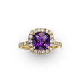 Yellow Gold Cushion-cut Amethyst Ring