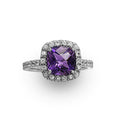 White Sapphire Amethyst Ring in 14 Karat White Gold