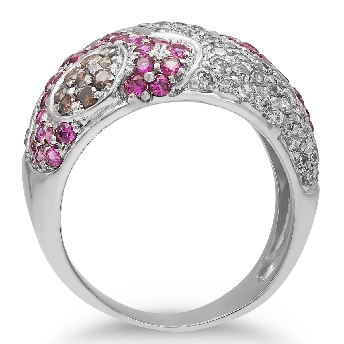 Pink Sapphire and Diamond Floral Ring