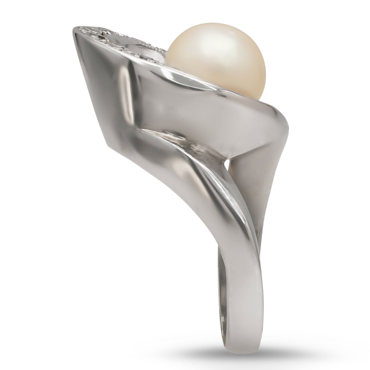 White Pearl Diamond Ring