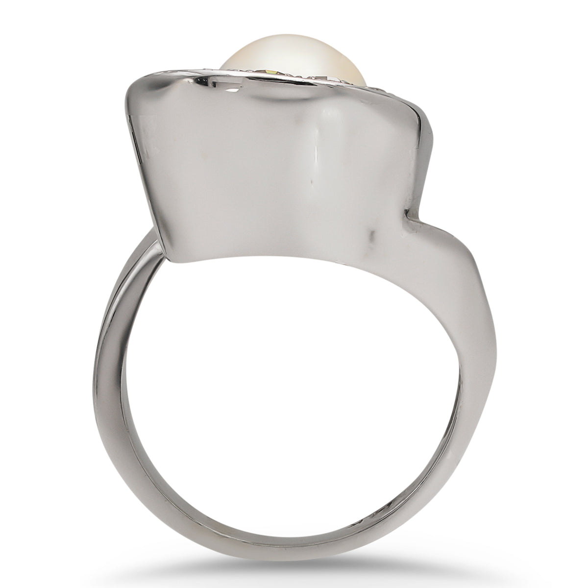 White Pearl Diamond Ring