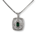 18kt White Gold Emerald and Diamond Necklace & Pendant with 18kt White Gold Chain