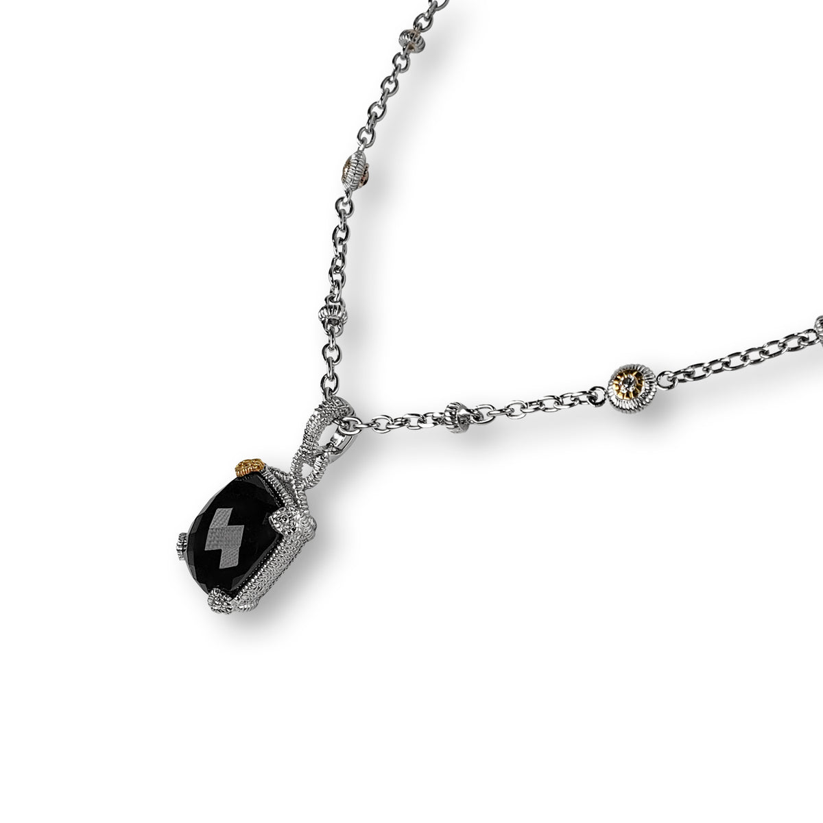 Judith Ripka Black Onyx and Diamond Pendant
