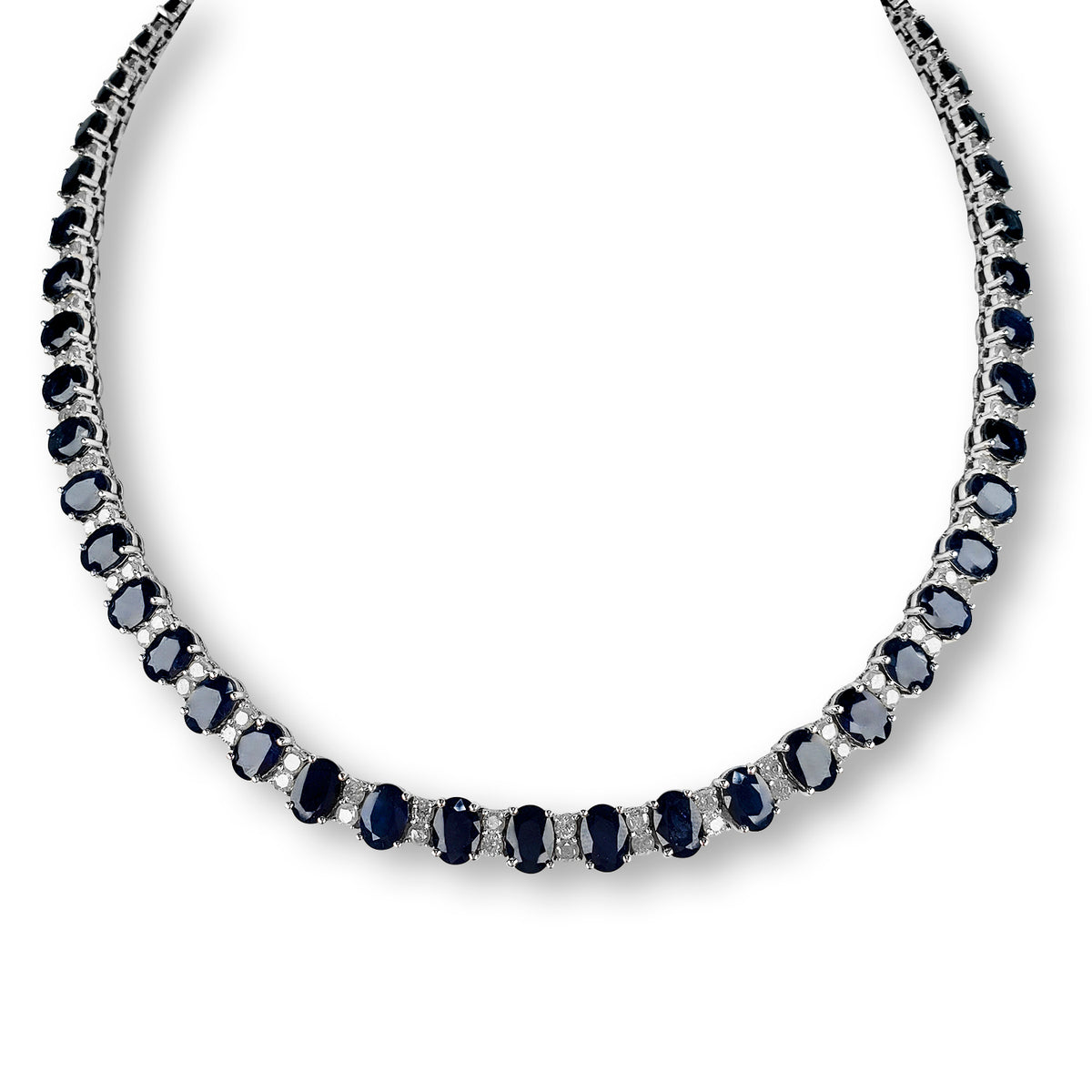 Sapphire and Diamond Necklace, 14kt White Gold