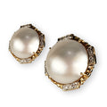 15.25 mm Mabe Pearl Earrings w/ omega clip made in 14-karat yellow gold