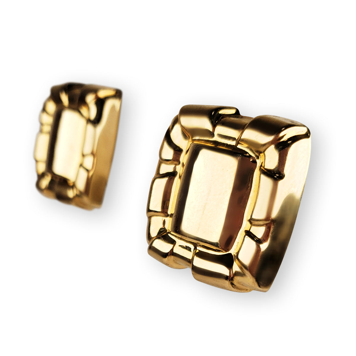 Square Yellow Gold Earrings