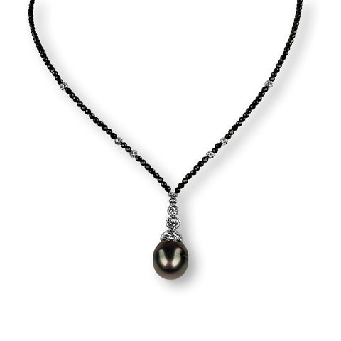 Tahitian Pearl and Black Spinel Necklace