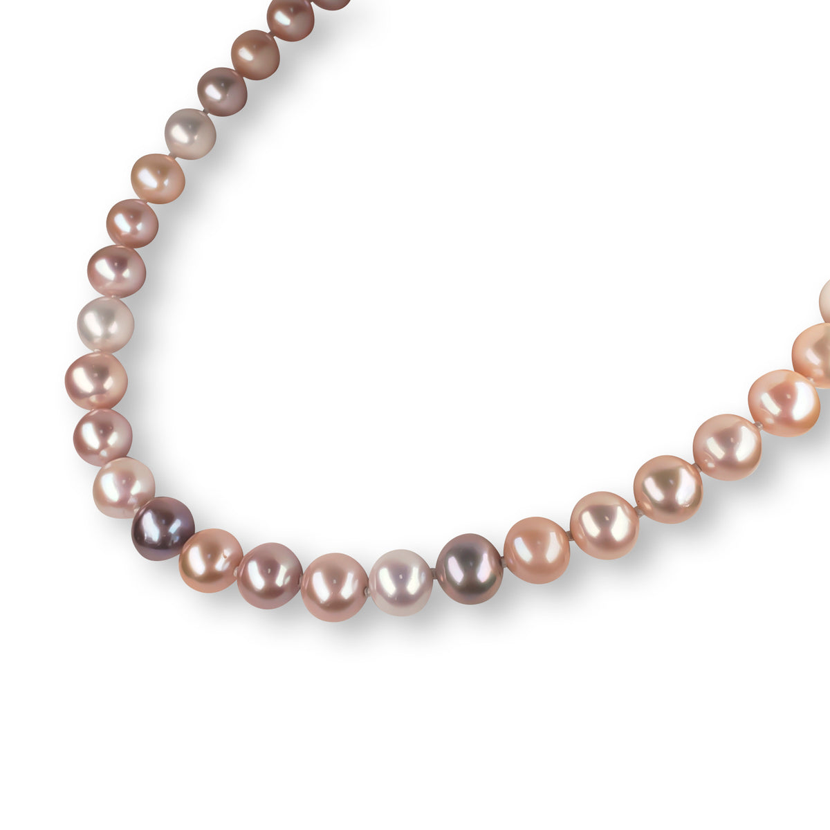 Pink Pearl Necklace with Diamond Clasp