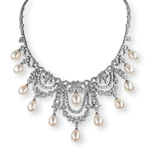 Diamond and Pearl Statement Necklace
