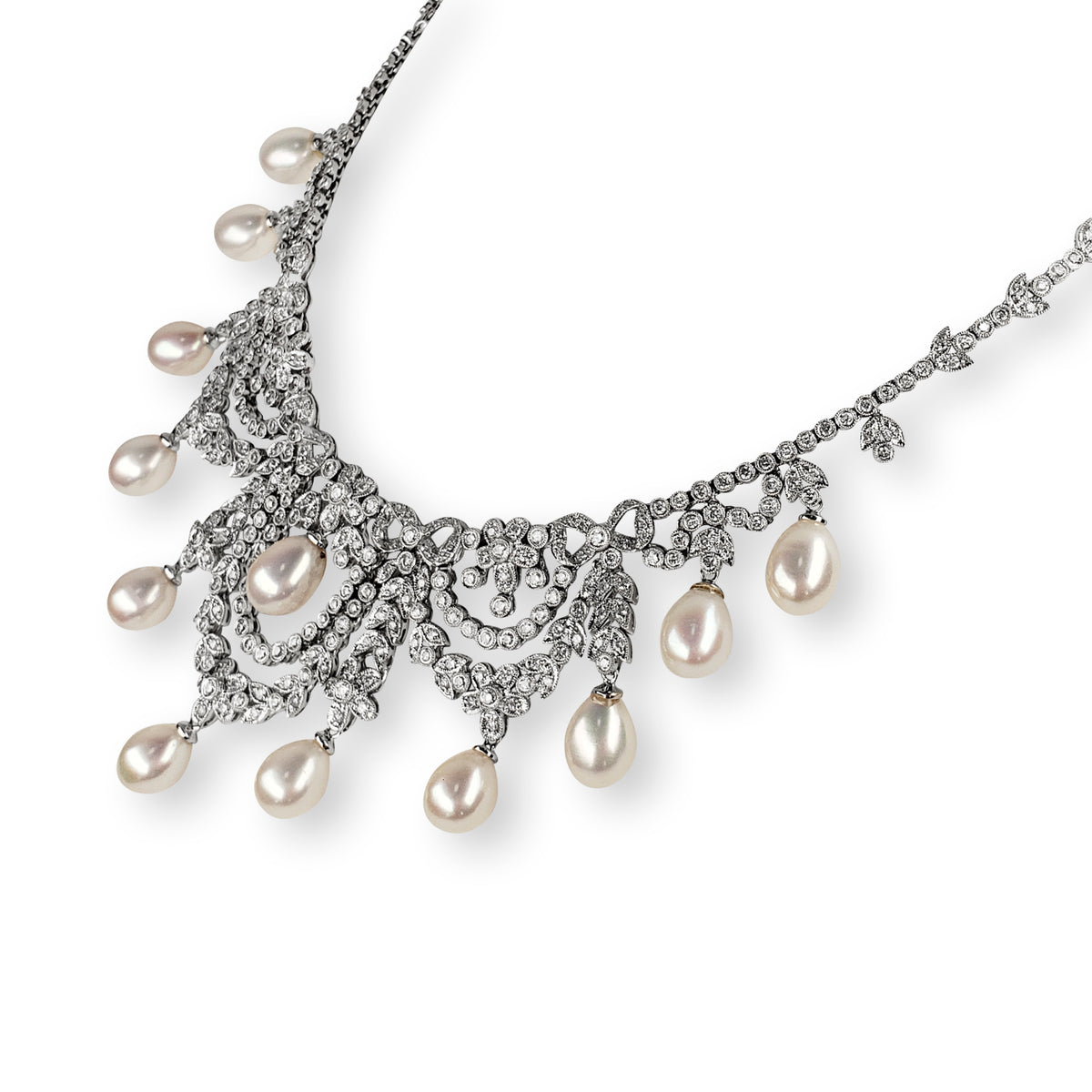 Diamond and Pearl Statement Necklace