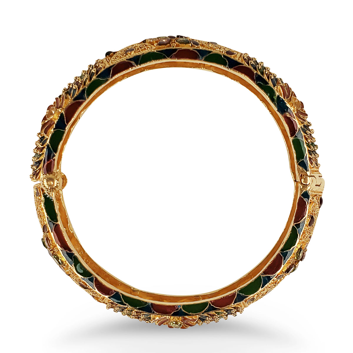 Multi-color stone Bangle Bracelet set in an 18kt yellow gold