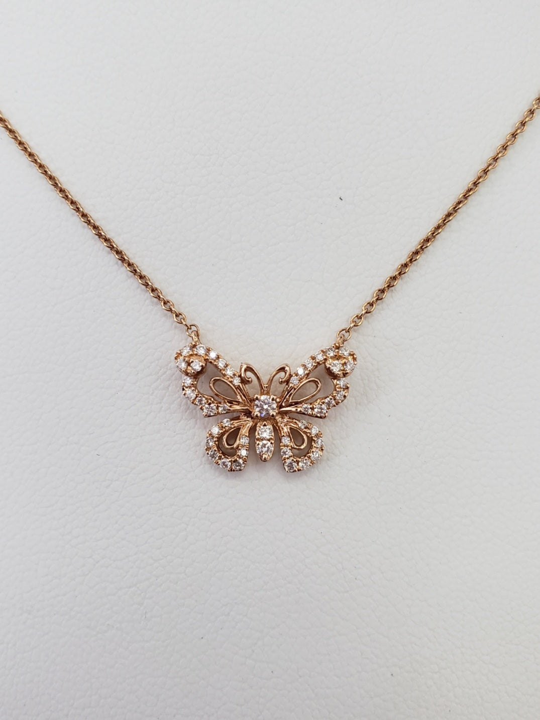 Butterfly-Shaped Diamond Pendant, 14K Rose Gold