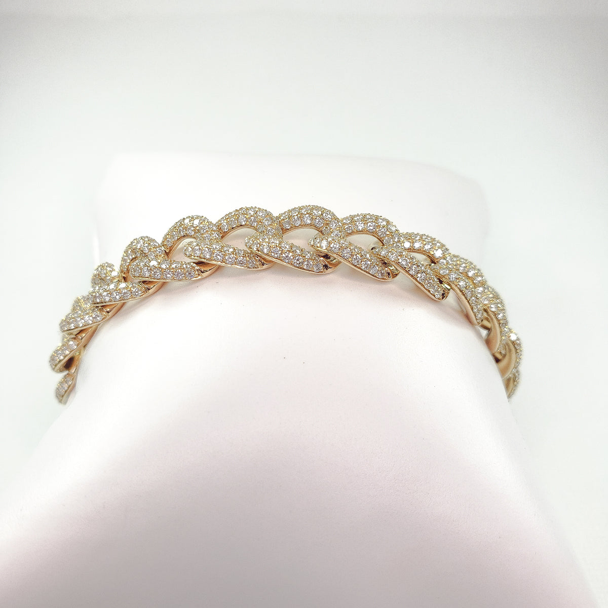 Diamond 14K Yellow Gold Cuban Link Bracelet