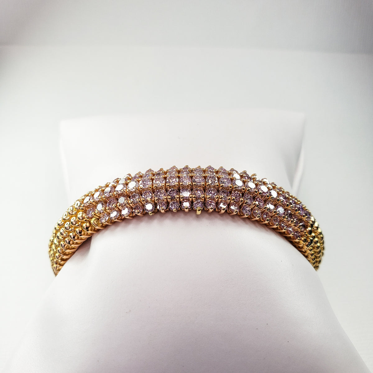 Natural Fancy Pink Diamond Bangle Bracelet made in 18K Rose Gold