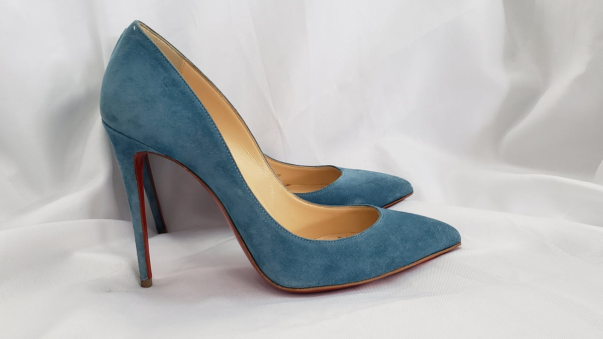 Christian Louboutin Suede Blue Heels Shoes