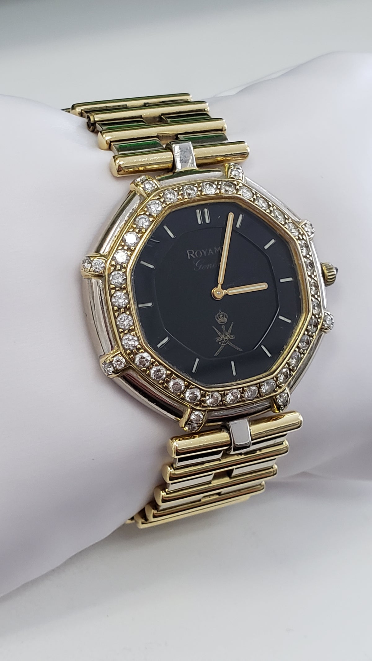 Gerald Genta Royama Geneve 18K and Stainless Steel Diamond Watch Preowned