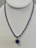 Tanzanite and Diamond Pendant Necklace 14k White Gold preowned