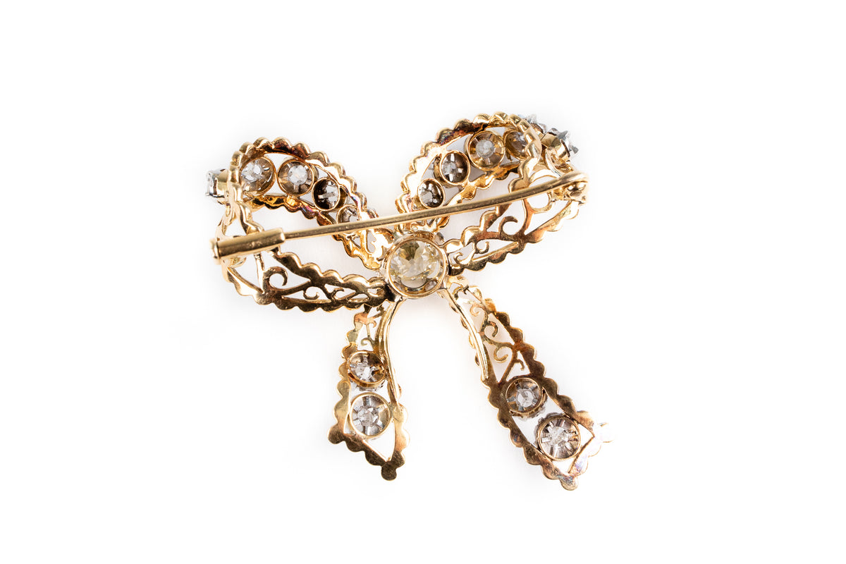 Diamond Bow Brooch