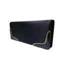 Escada Satin and Black Patent Leather Purse Trim with Faux Gold Crystal Accents