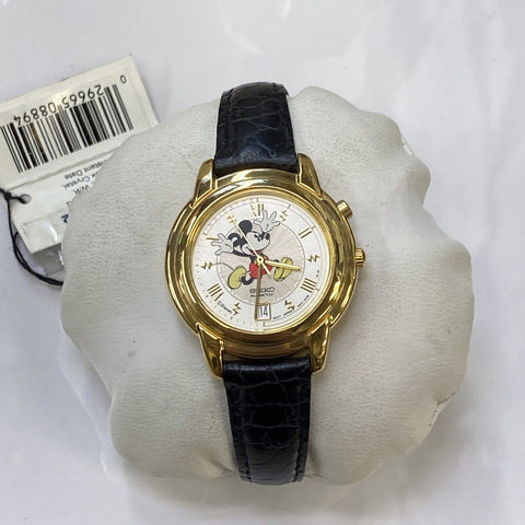 Seiko Ladies Kinetic Mickey Mouse with Leather Band New with Tags SWP282