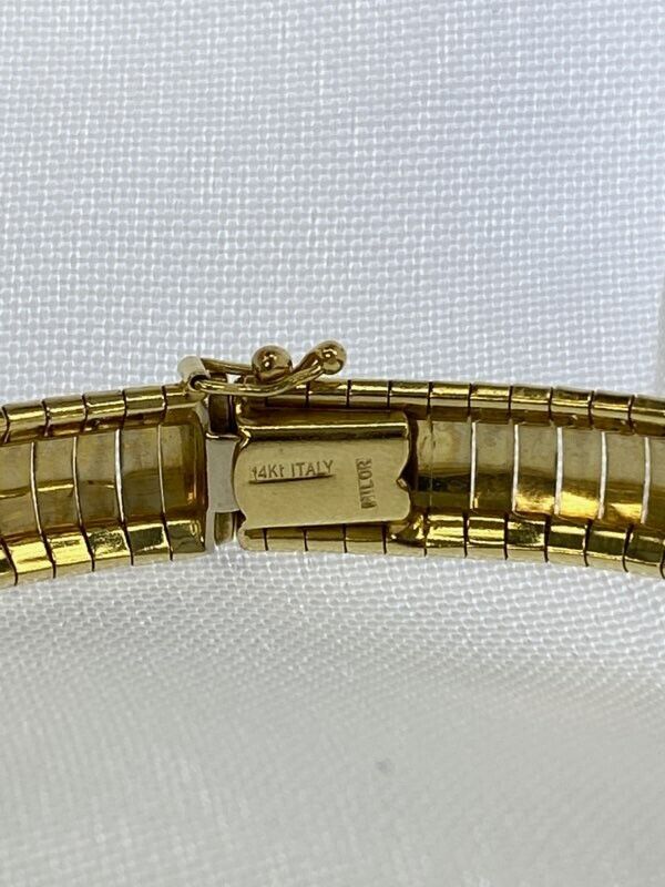 Italian Omega Style Textured Bangle Bracelet made in 14-Karat Yellow Gold