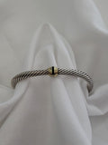 David Yurman Sterling Silver 14k Gold 5mm Station Blue Sapphire Cable Bracelet