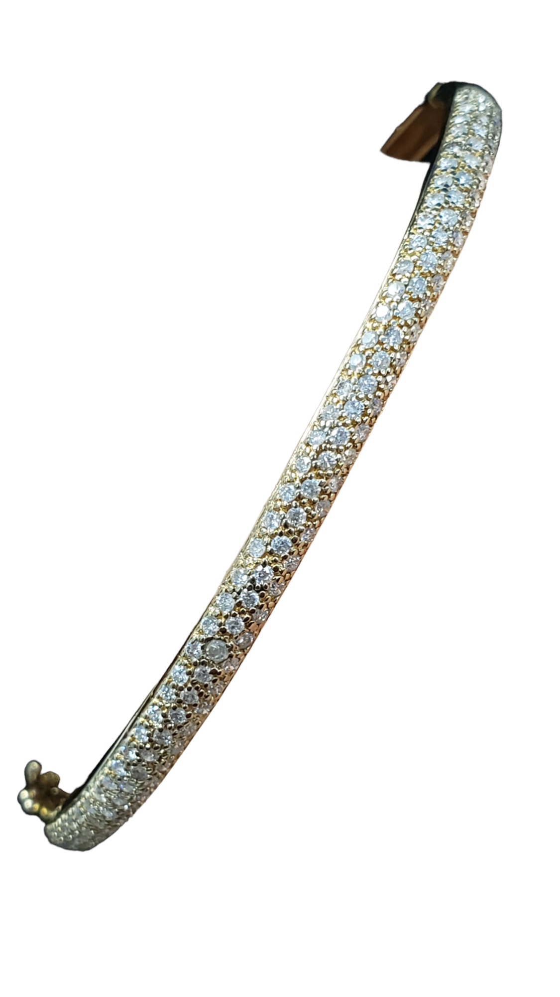 Diamond Pave Bangle Bracelet made in 14-Karat Yellow Gold with Double Safety latch